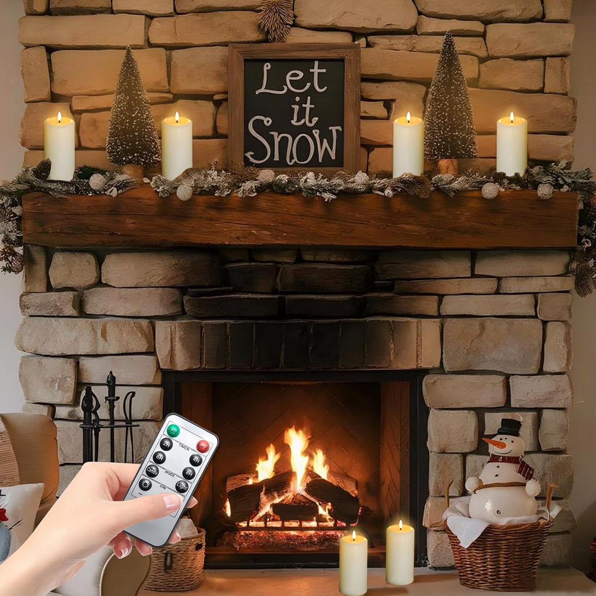 Flameless Candles Battery Operated with Remote and 2/4/6/8 H Timer, 6pcs Flickering Fake Electric Candles for Festival