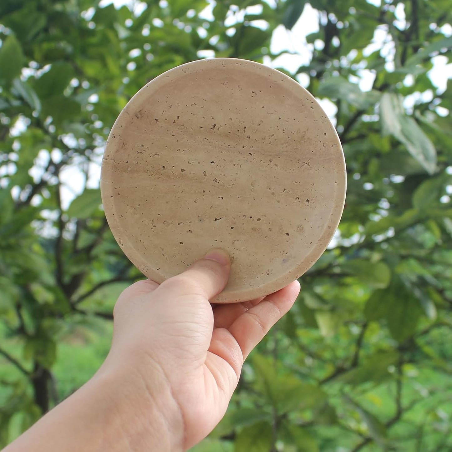 Trinket Dish for Ring Earring / Beige Travertine