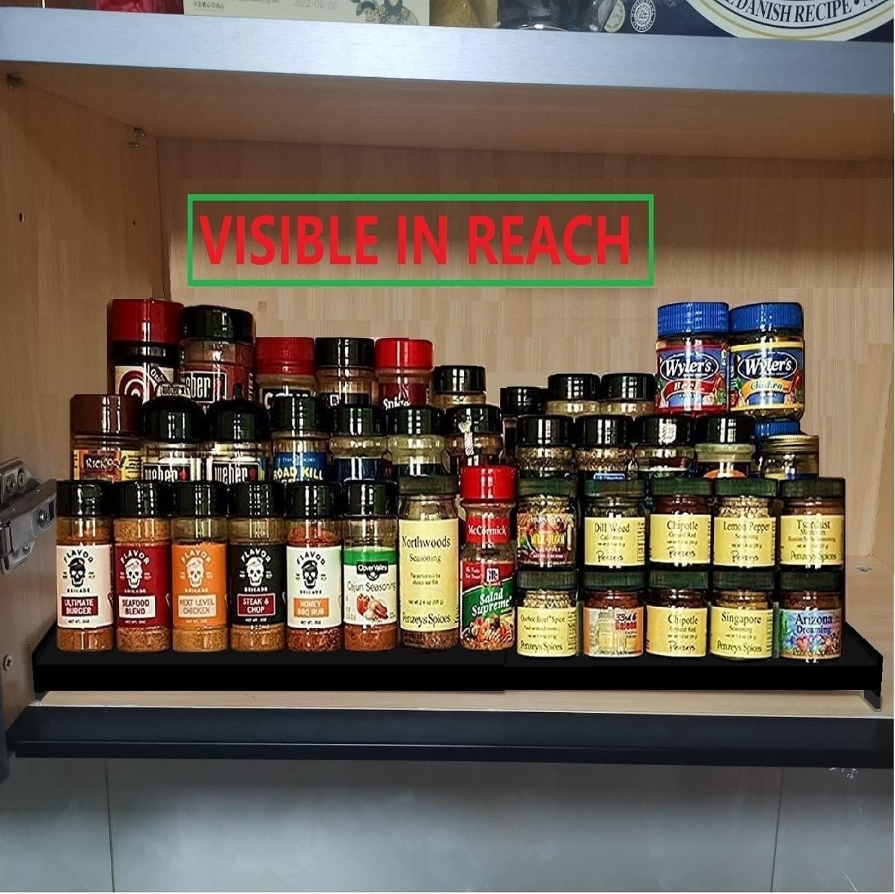 Jojocross Spice Rack Organizer for Cabinet, 3 Tier Expandable Spices Storage, Great for Kitchen Cabinets