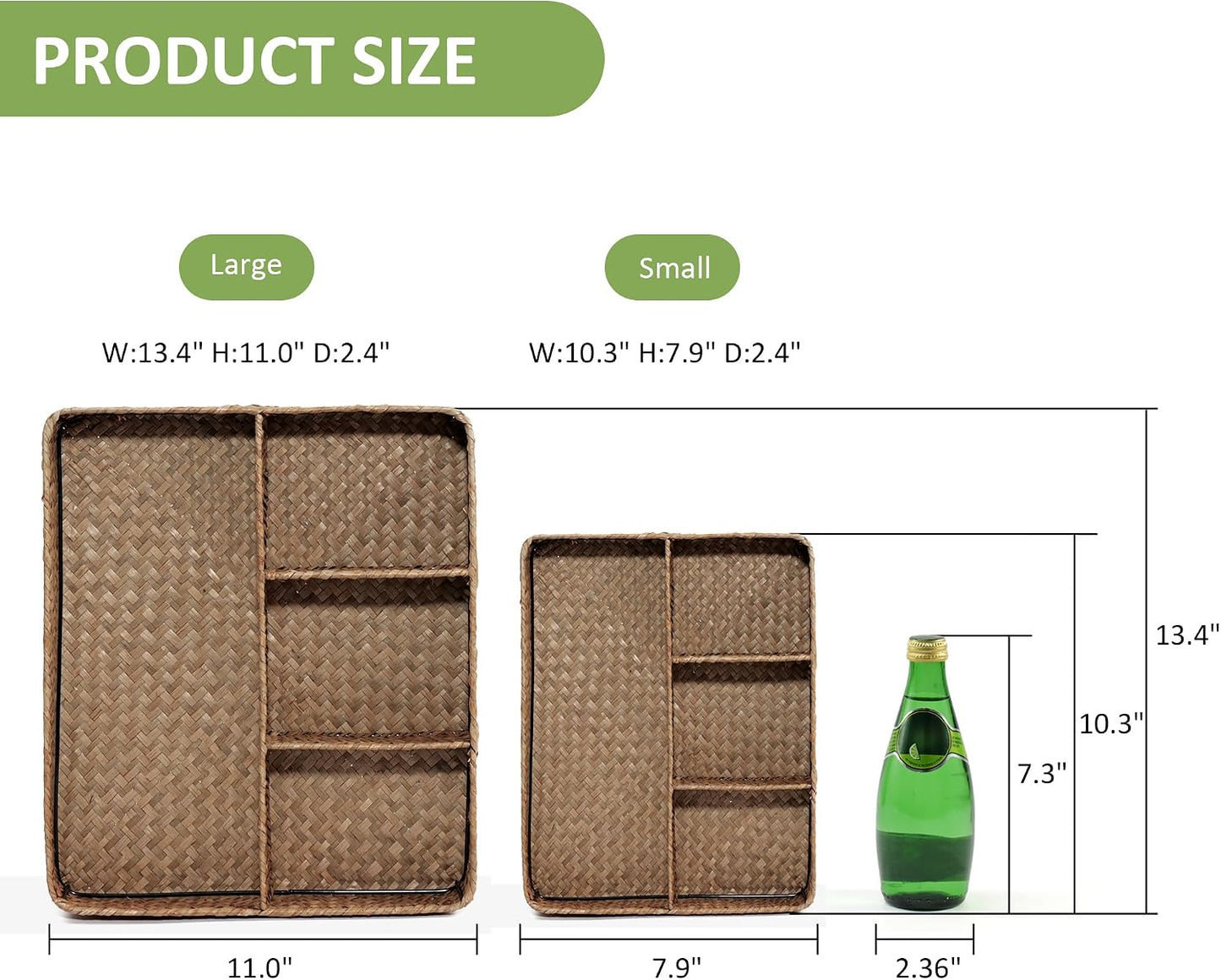 Seagrass Woven Compartment Organizer / Brown