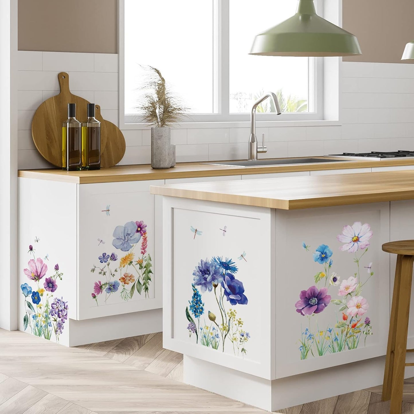 Flowers Wall Decals Stickers Vinyl Removable Peel and Stick Colorful / Beautiful / Set of 6