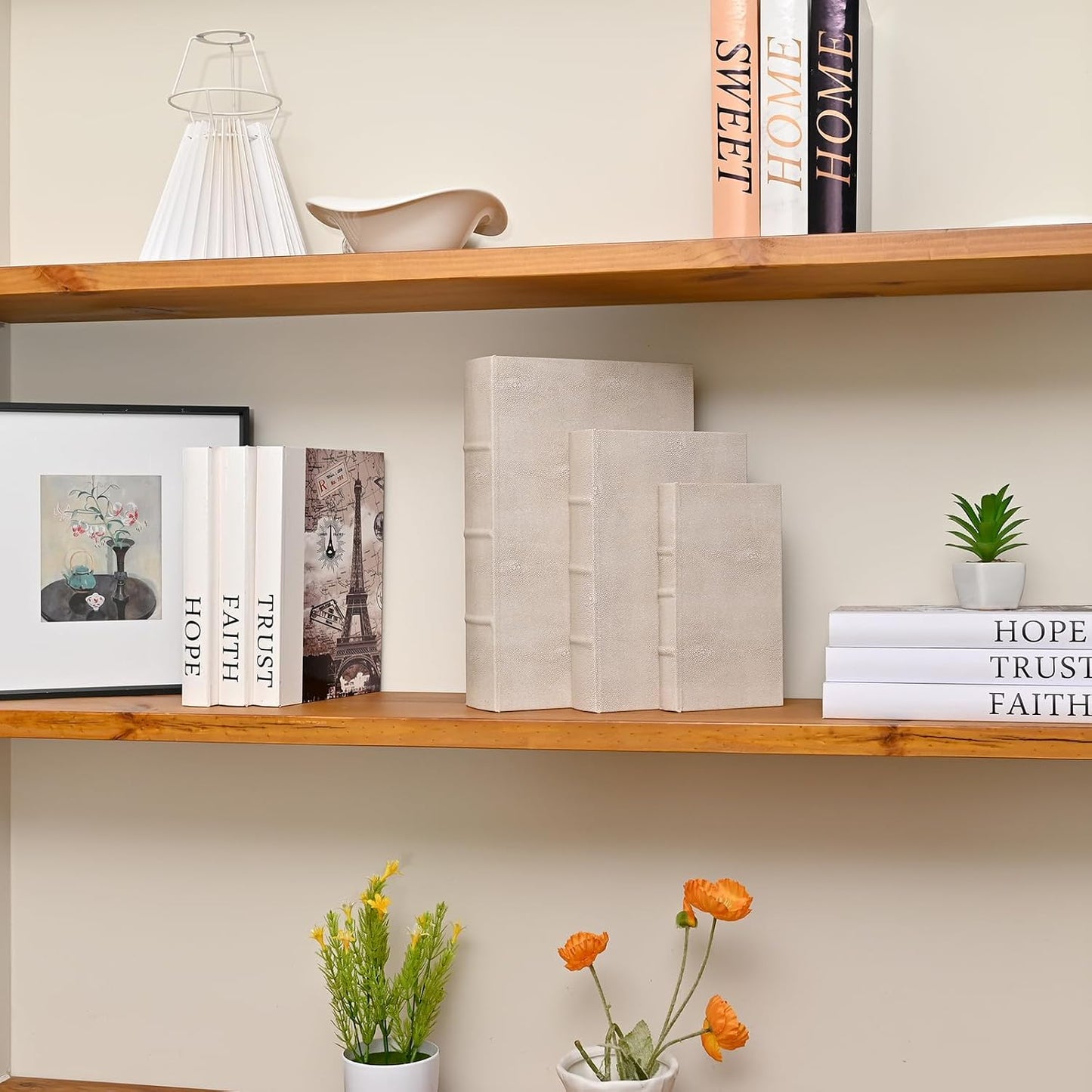 Wooden Book Shaped Hidden Storage Boxes / Set of 3