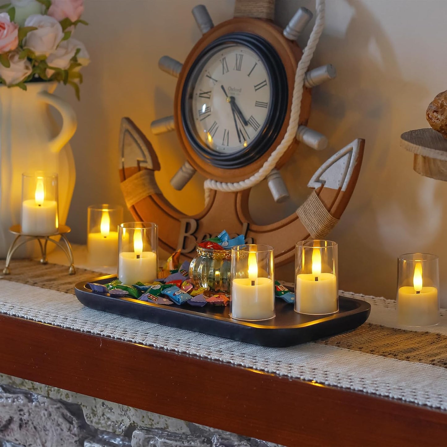 Rechargeable Acrylic Flameless Votive Candles with Timer & Remote Control, 1.7" x2.5" Flickering LED Warm Glow Tealight