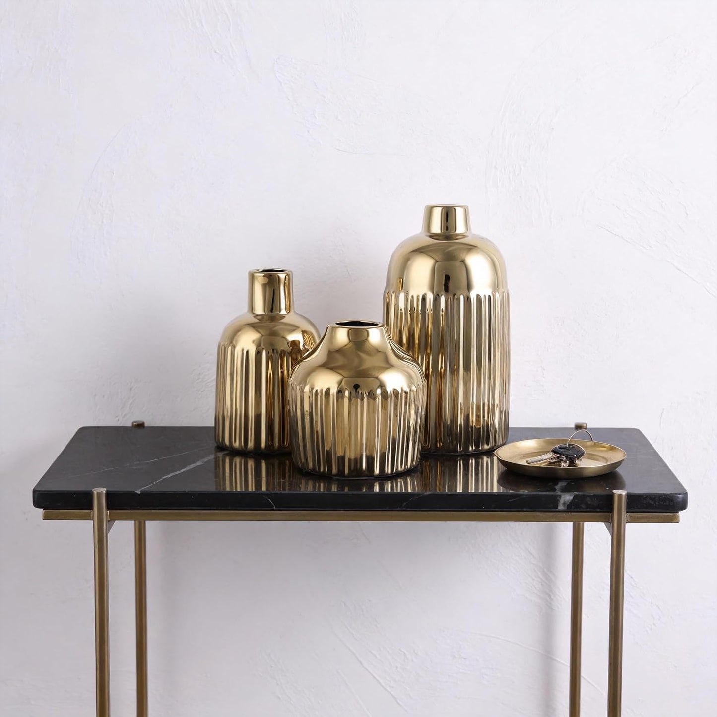 Ceramic Vase 3-Piece Set / Gold
