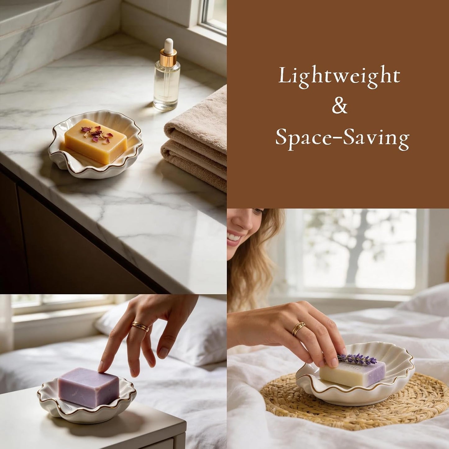 Ceramic Soap Dishes for Bar Soap / Gold