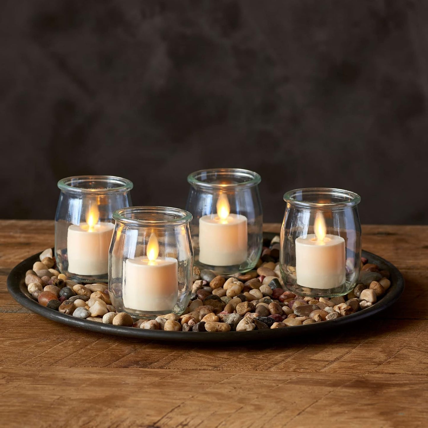 Luminara Flickering Flameless Pearl Ivory Tealights - Warm LED Light Flame Votives - Battery Operated Decor for Dining