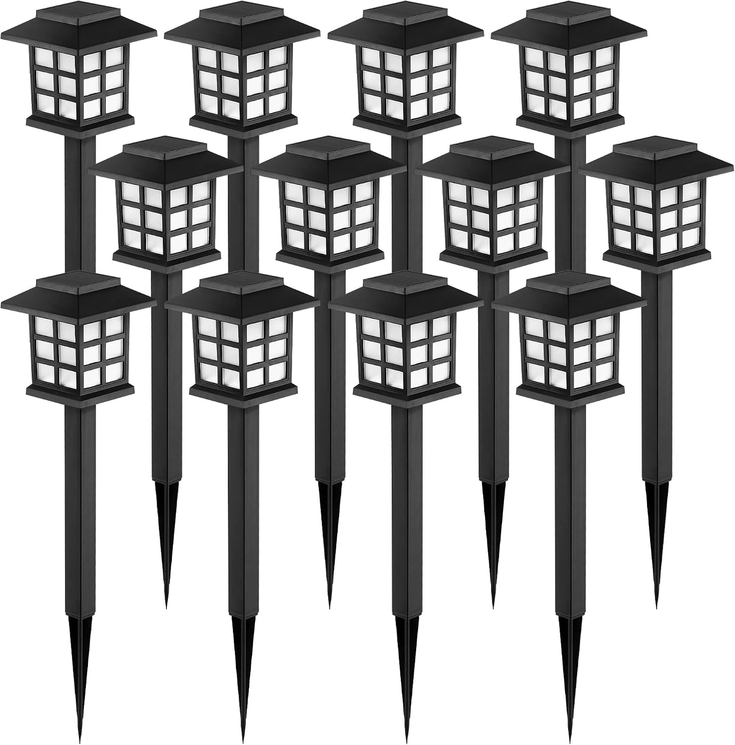 GIGALUMI Solar Lights Outdoor Waterproof 12 Pack, LED Garden Decor