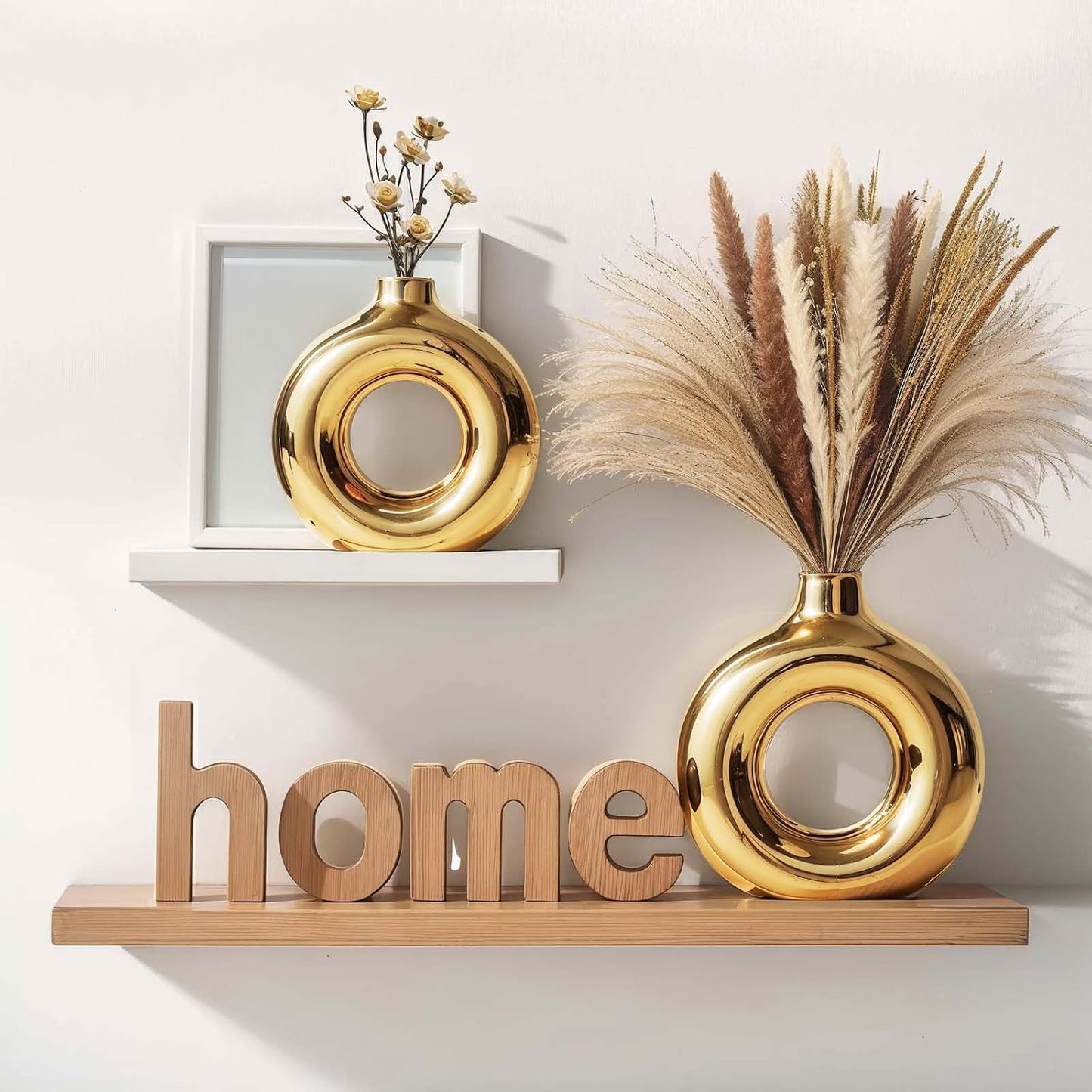 Glossy Ceramic Vase / Gold / Set of 2