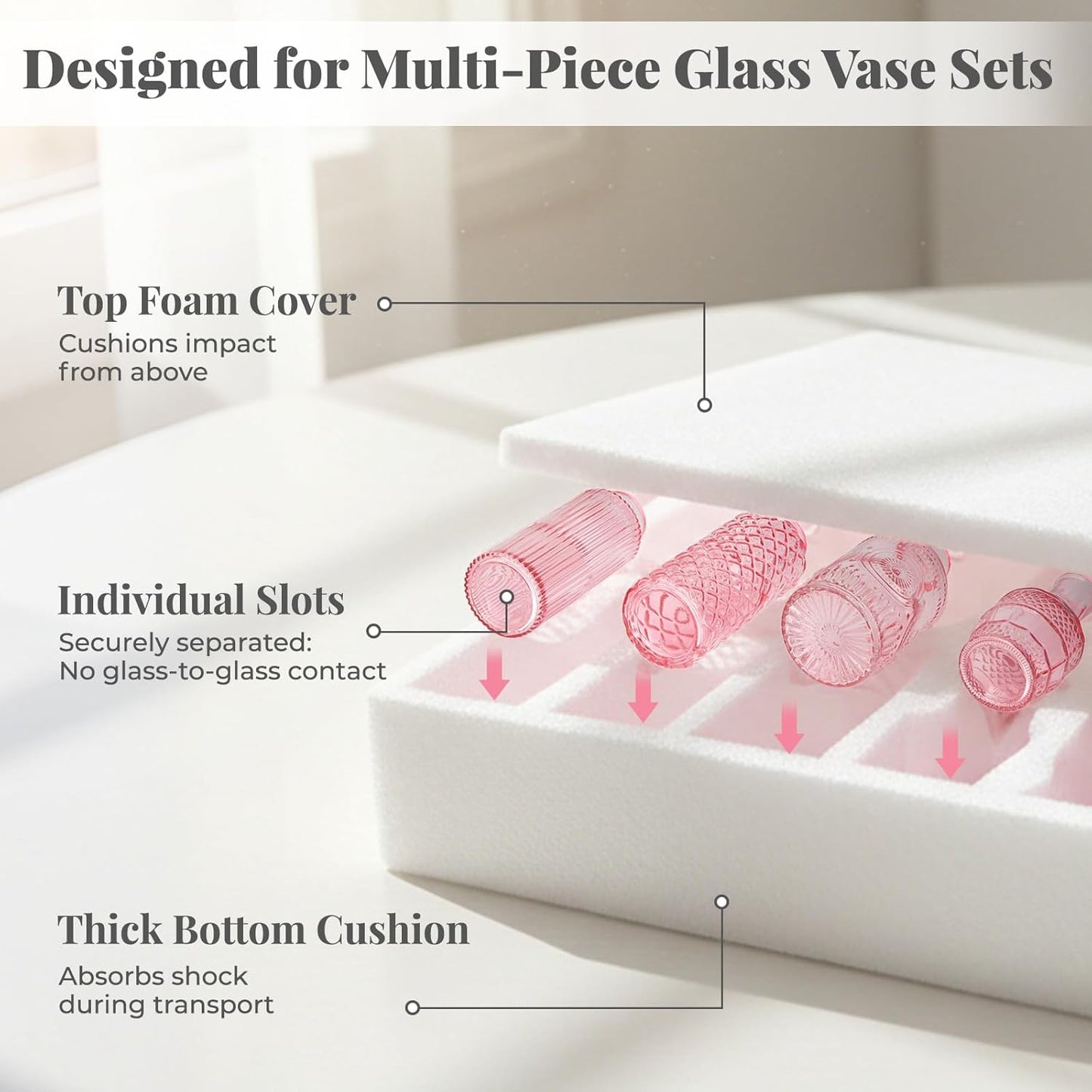 Mini Glass Vintage Vases for Centerpieces / Pink / Set of 24