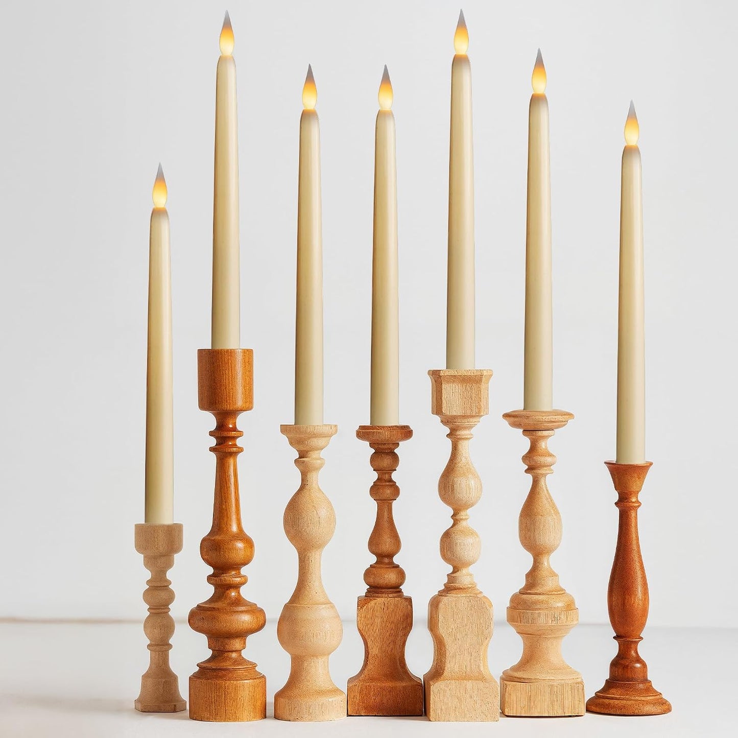 12 Pack, 11" Ivory Flameless LED Taper Flickering Candles Lights, Bottom On/Off Button (no Remote), Battery Operated
