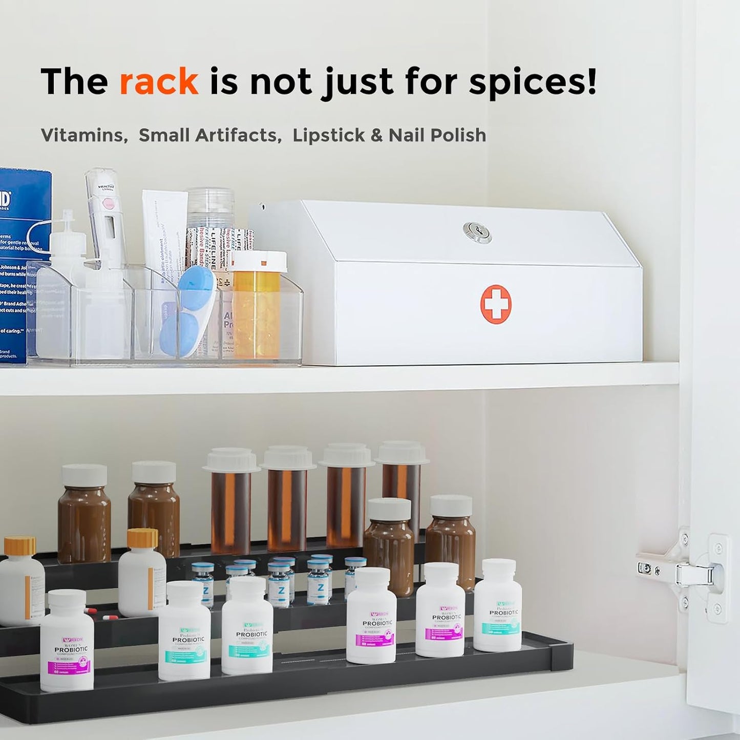 2 Pack Expandable Spice Rack Organizer for Cabinet - 3 Tier Adjustable Cabinet Spice Organizer Easy Visibility - Spice