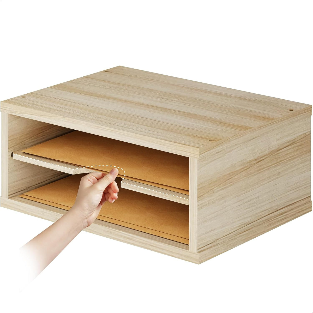 Ballucci 2-Tier Wooden Desk Organizer, Office Desk Organization, Mail Sorter, Paper Tray, File Folder Holder, Desktop