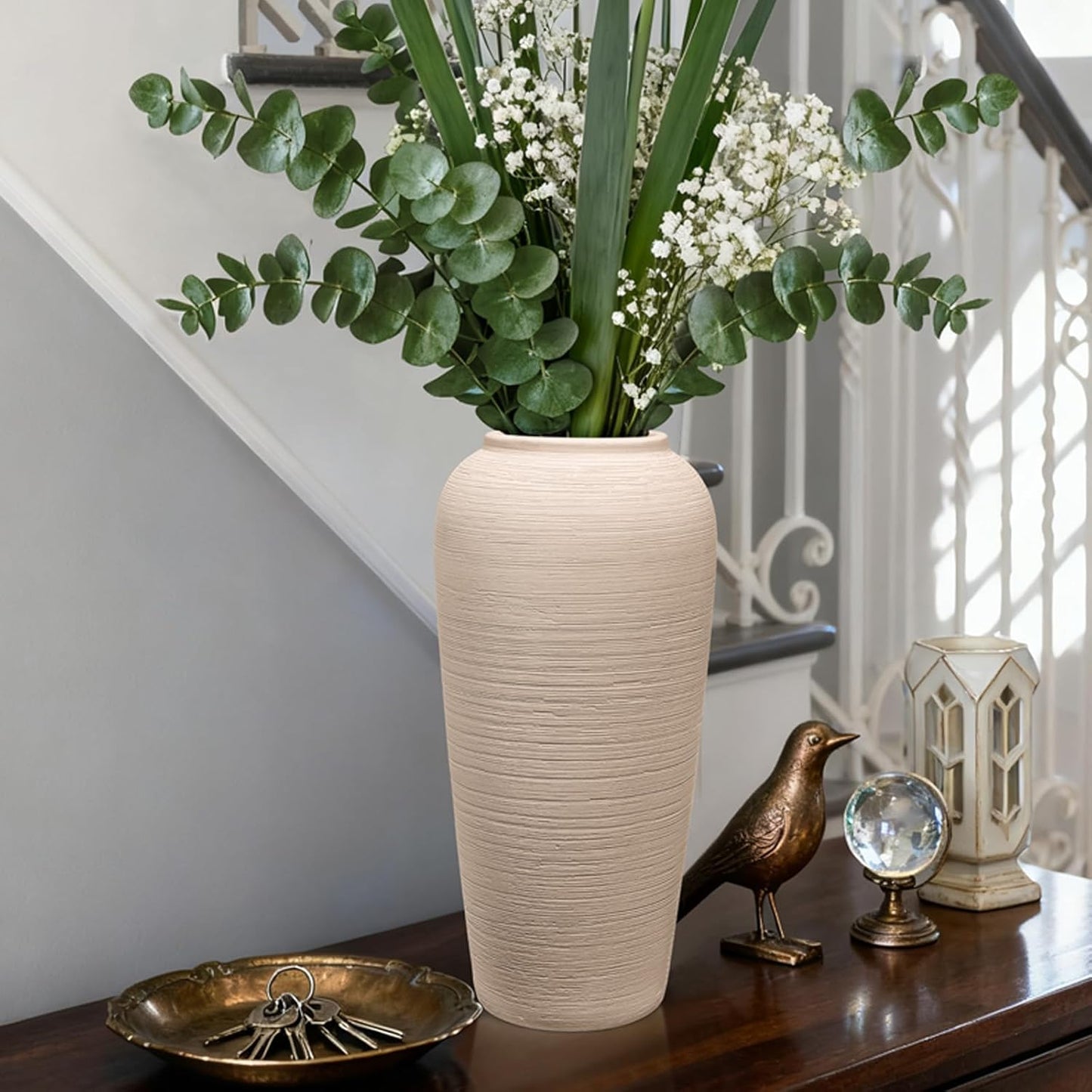 Cream Ceramic Vase / 12 Inch-tall-cream / 12 Inch