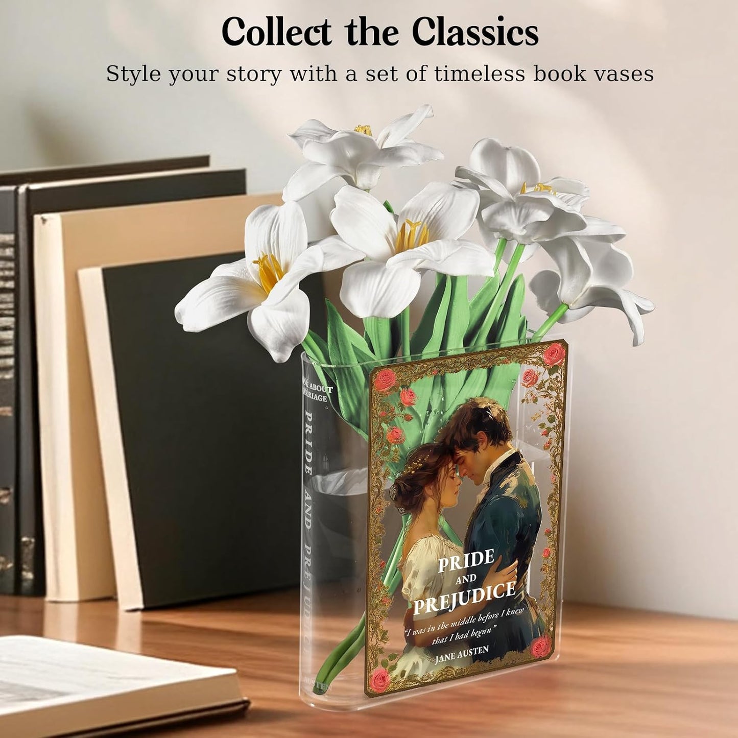 Acrylic Book-Shaped Flower Vase / Pride and Prejudice