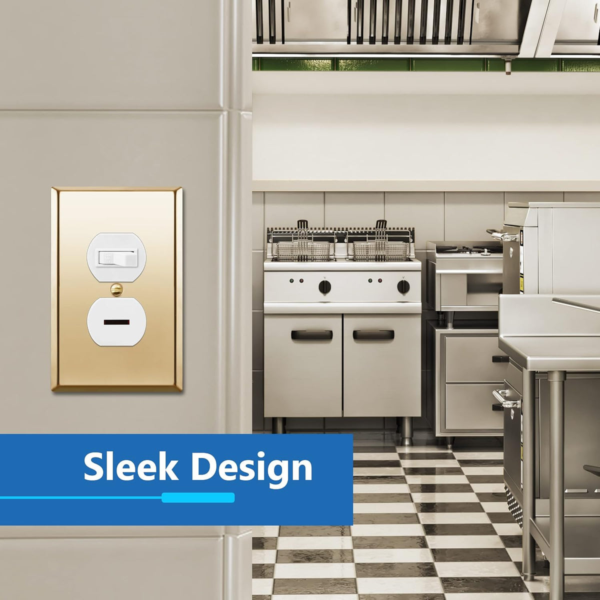 LIDER Duplex Receptacle Metal Wall Plate, Mid-Size 1-Gang, 2-Pack | Stainless Steel, Corrosion Resistant, Outlet Cover