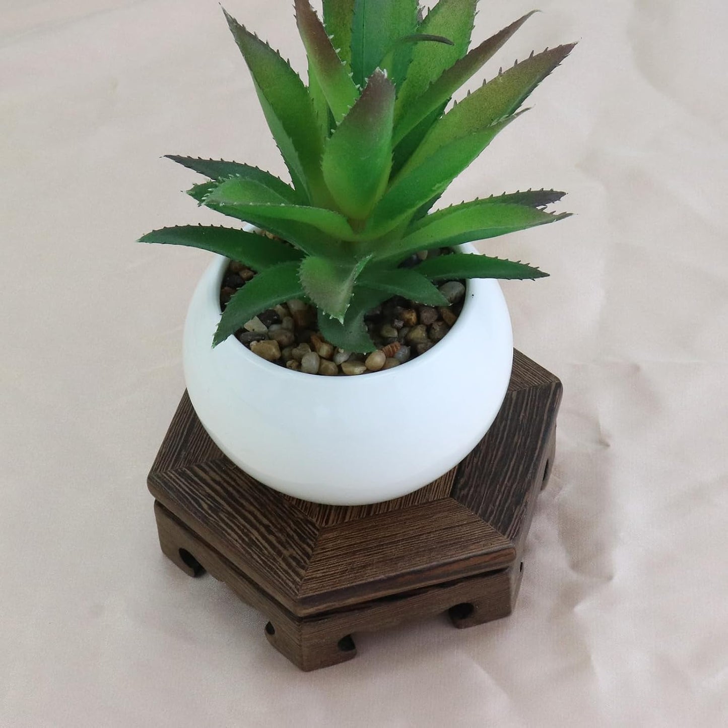 Wooden Display Stand Base " Wood Carved Craft Pedestal Traditional Wooden / 5.31 x 5.31 / Hexagon
