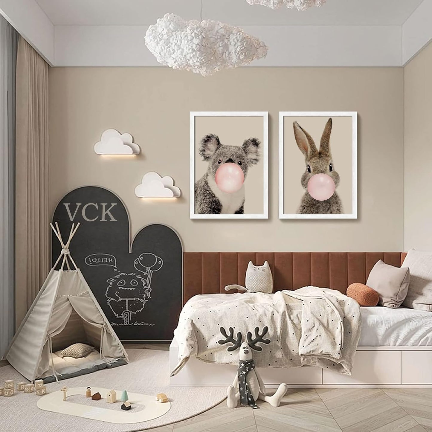 VCK 20x28 Poster Frame Solid Wood White 3 Pack Picture Frames 20 x 28 Inches with Wall Mounting Hanging