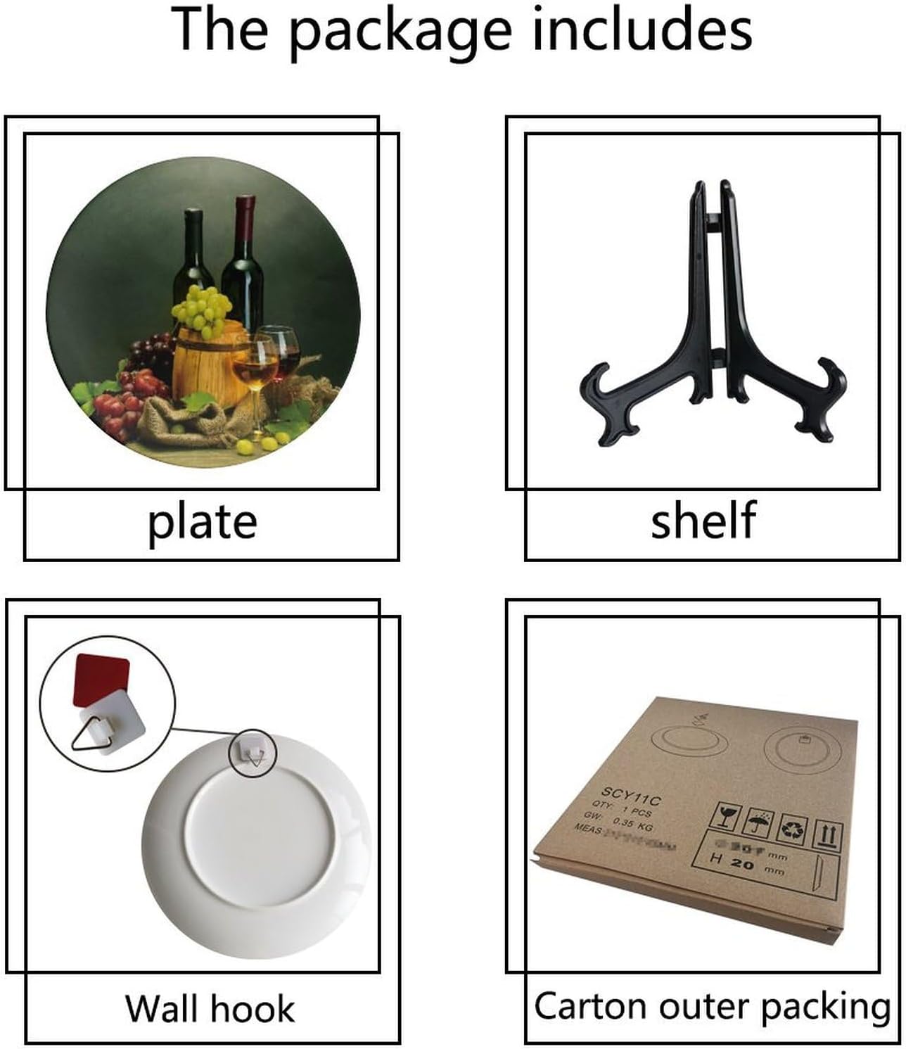 Stand / Decorative Plate Stand / 8 Inch / Red Wine Bottle