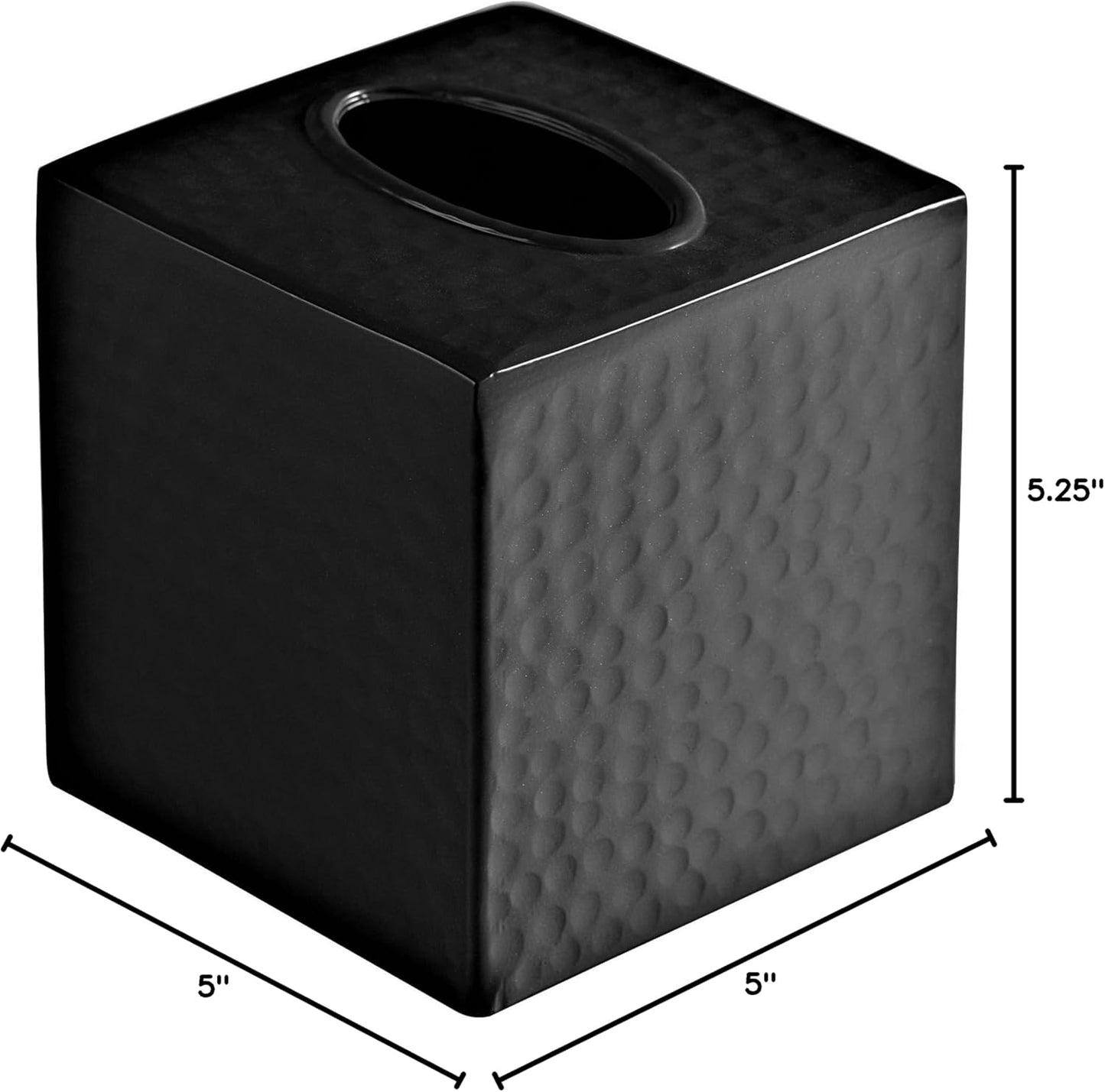 Black Metal Tissue Holder Box / Matte Black / Hand Hammered