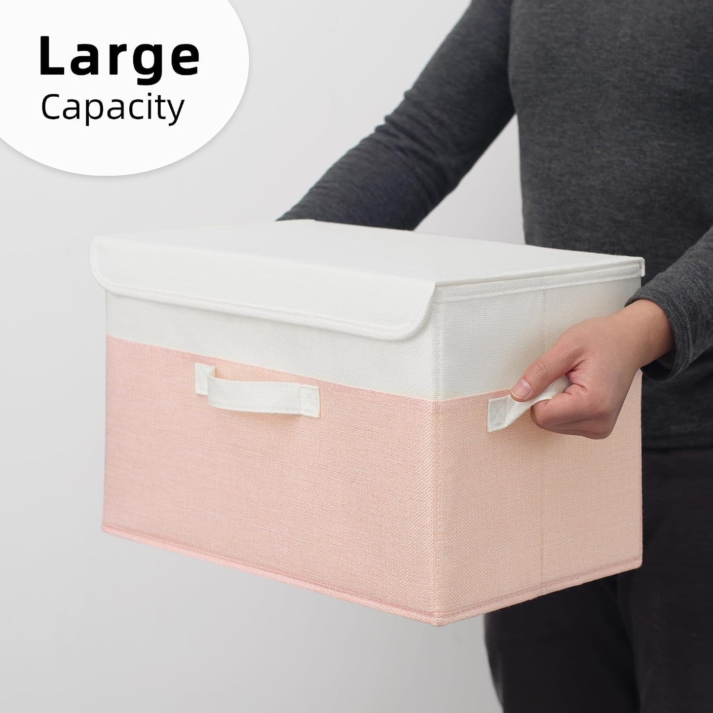Storage Baskets / Decorative Storage Boxes / White/pink / Large / Set of 2