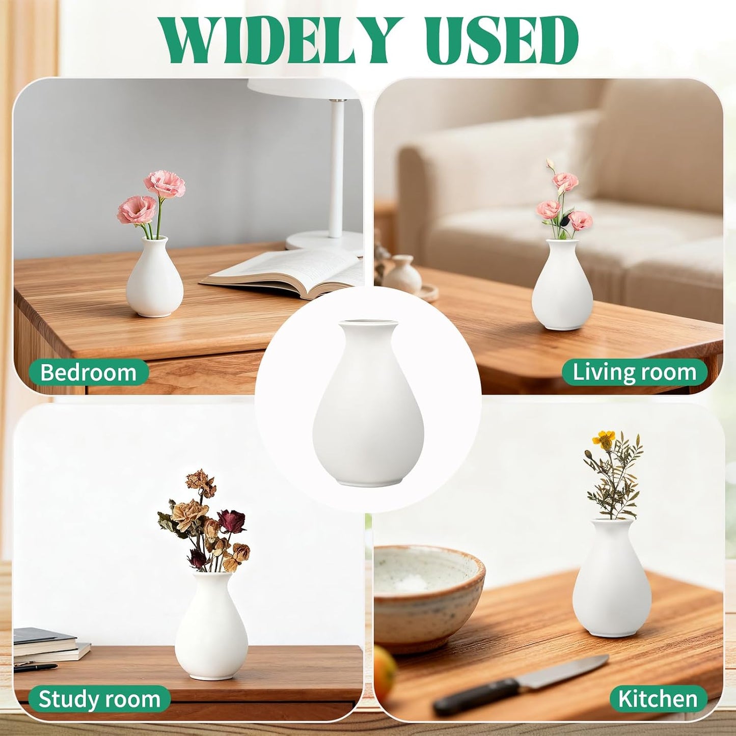 Ceramic Bud Vases Bulk / White / 3.9 Inch / Set of 15