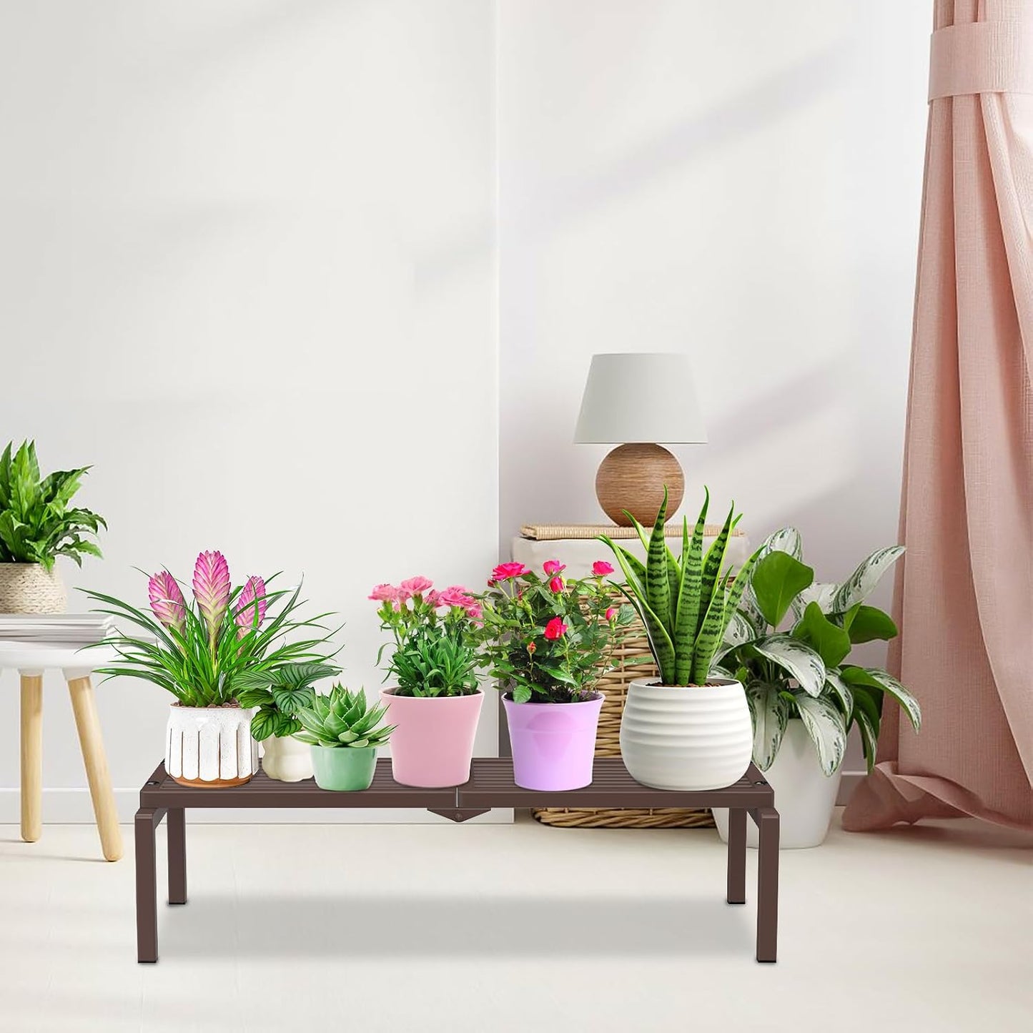 1 Tier Metal Plant Stand Indoor Outdoor, Potted Multiple Flower Pot Holder Rack Plant Shelf, Heavy Duty Planter Display