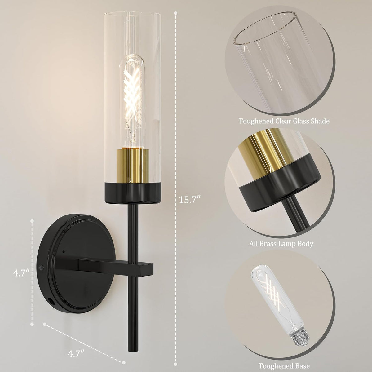 Black Gold Battery Operated Wall Sconce Set of 2, Wireless Wall Sconces with Remote, Rechargeable 3000K Dimmable Wall