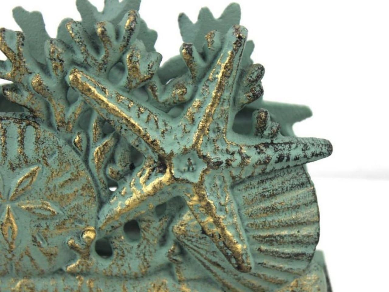 Antique Cast Iron Seashell Napkin Holder 7 / Bronze