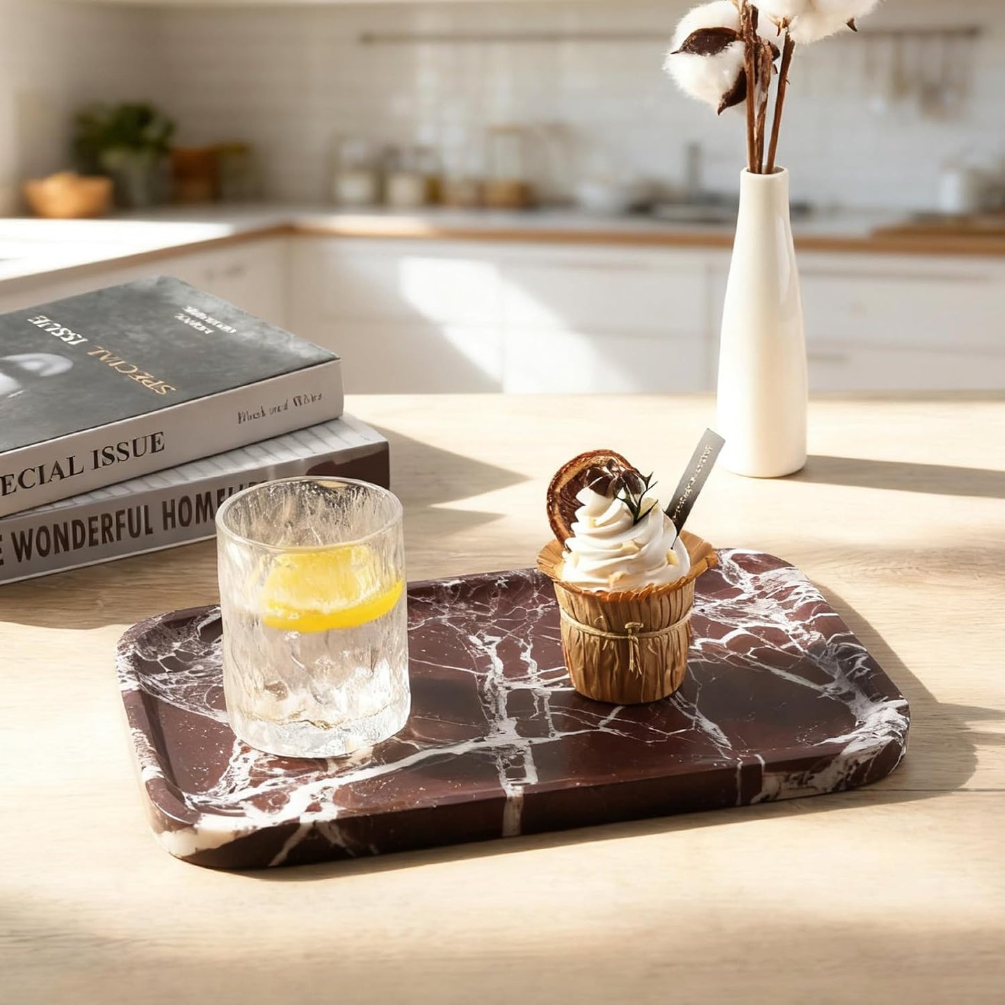 Marble Vanity Tray / Rose Red / 11.8 Inch