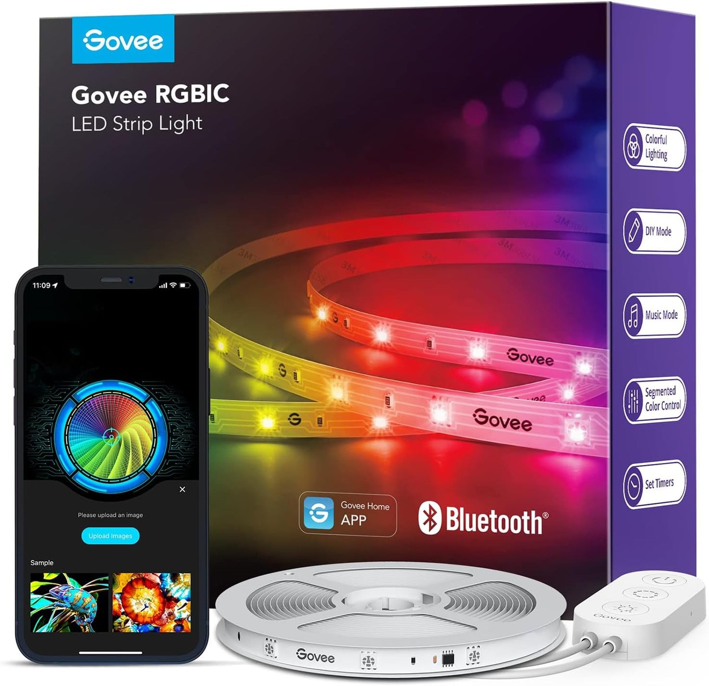 Govee 32.8ft RGBIC LED Strip Lights, LED Lights for Bedroom, APP Control