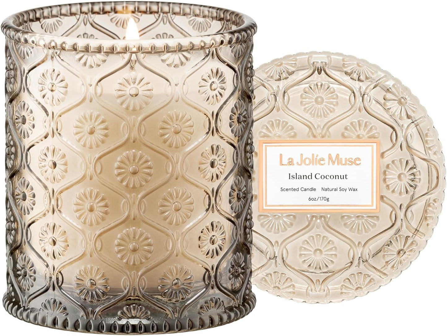 LA JOLIE MUSE Island Coconut Vanilla Scented Candles for Home, Soy, 40 Hrs