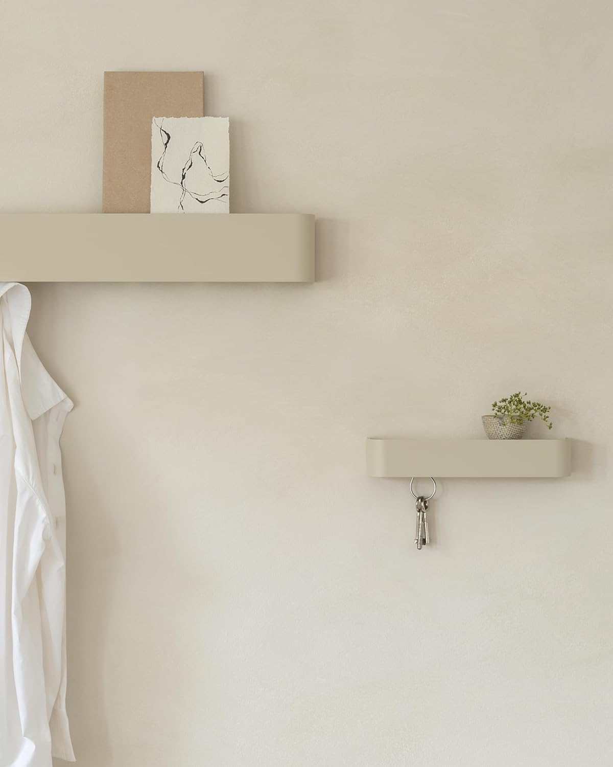 Kazai. Coat Rack Wall Mount with Shelf 'Tone' | Modern Design Coat Hanger with Hidden Hooks and Storage | Hat Rack with