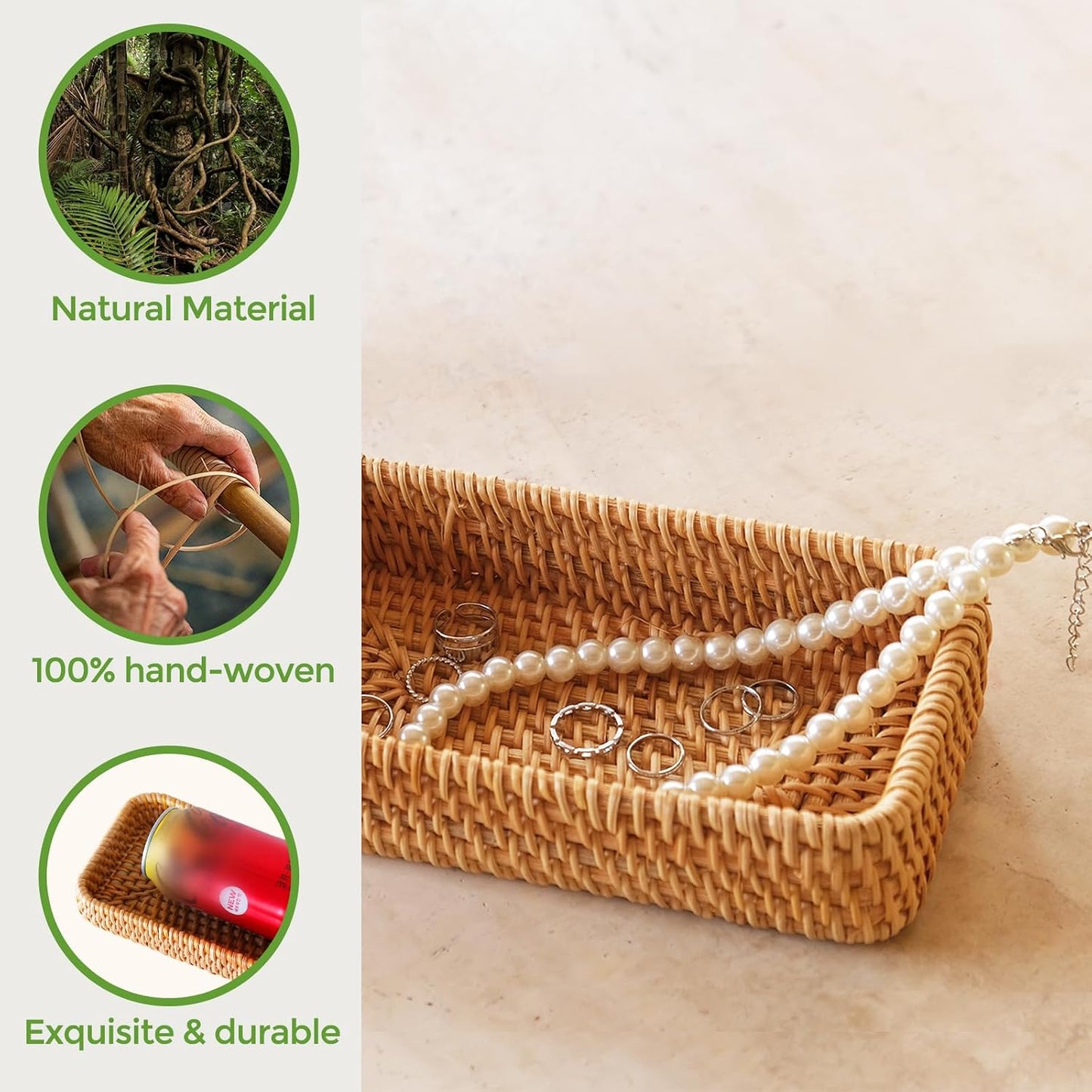 Small Rattan Serving Tray / XS / Natural / Set of 2