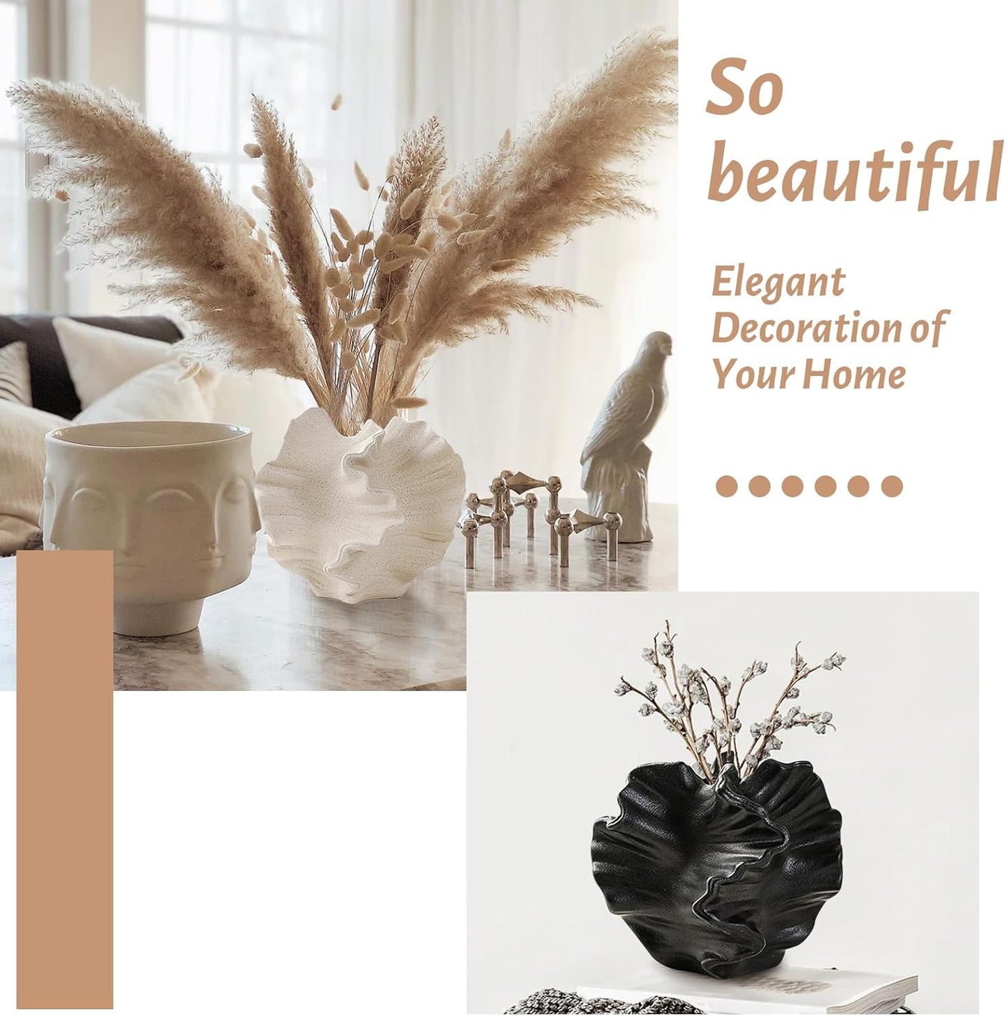 Cream Ceramic Vase / White