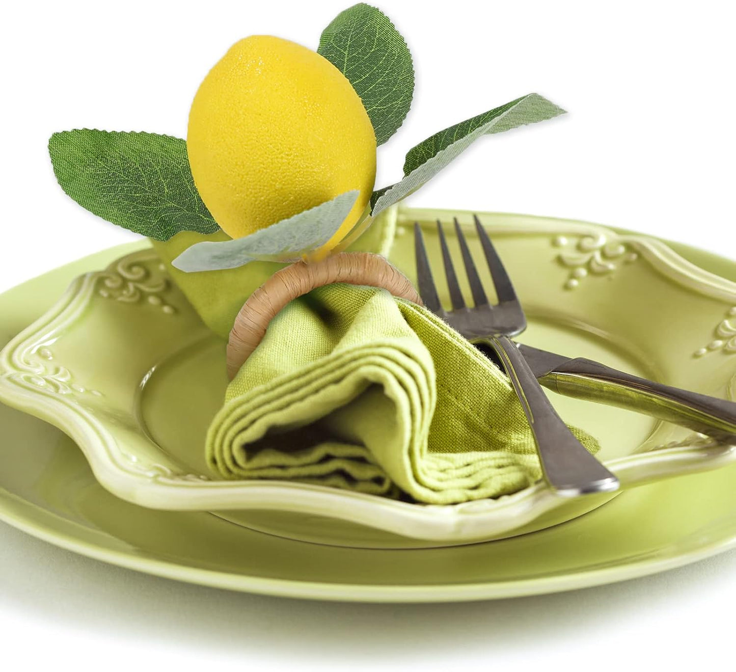 Vine Leaves Rustic Farmhouse Napkin Holders Summer Fruit / Yellow / Set of 15