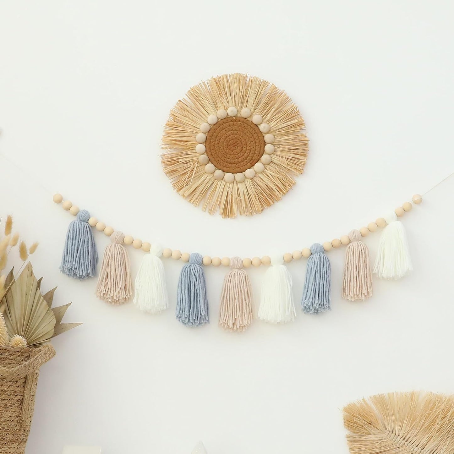 Boho Yarn Tassel Garland / Blue