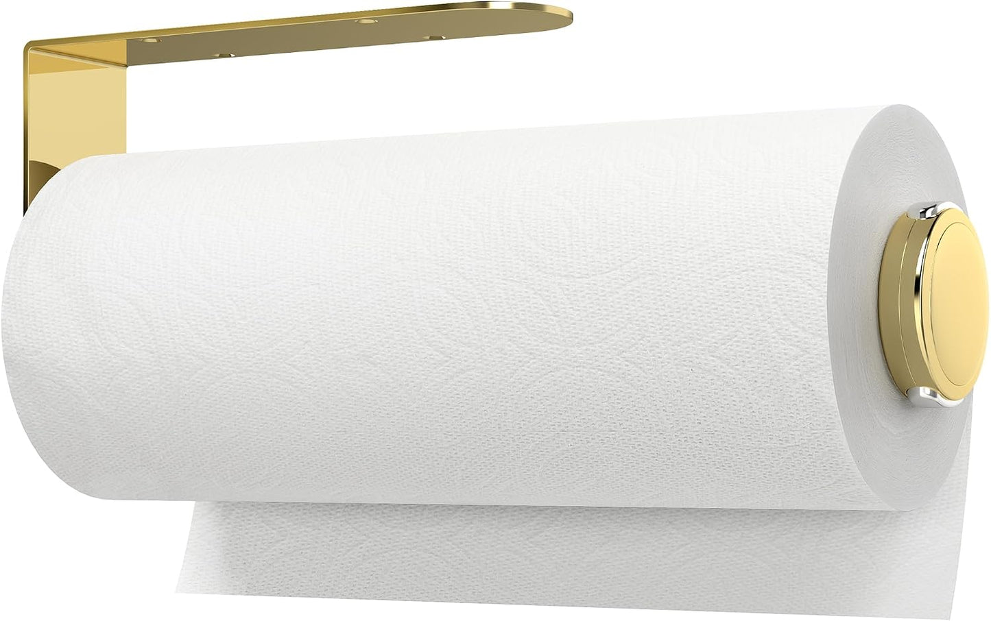 theaoo Paper Towel Holder Under Cabinet, One-Hand Tear, Wall Mount, Black | Quick Release Knob For Easy Roll Loading.