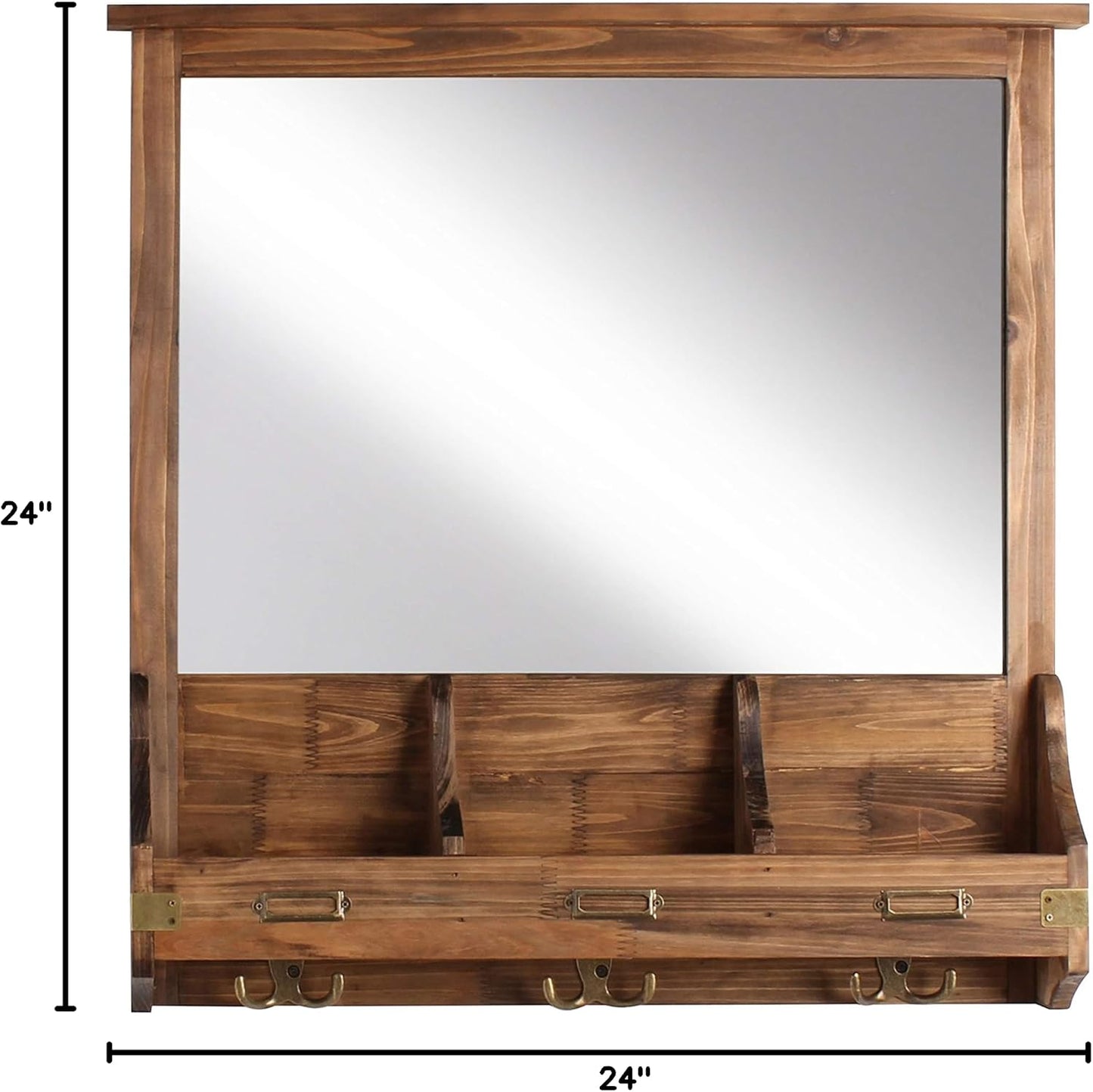 Stallard Decorative Rustic Wood Home Organizer / 24 x 24 / Rustic Brown