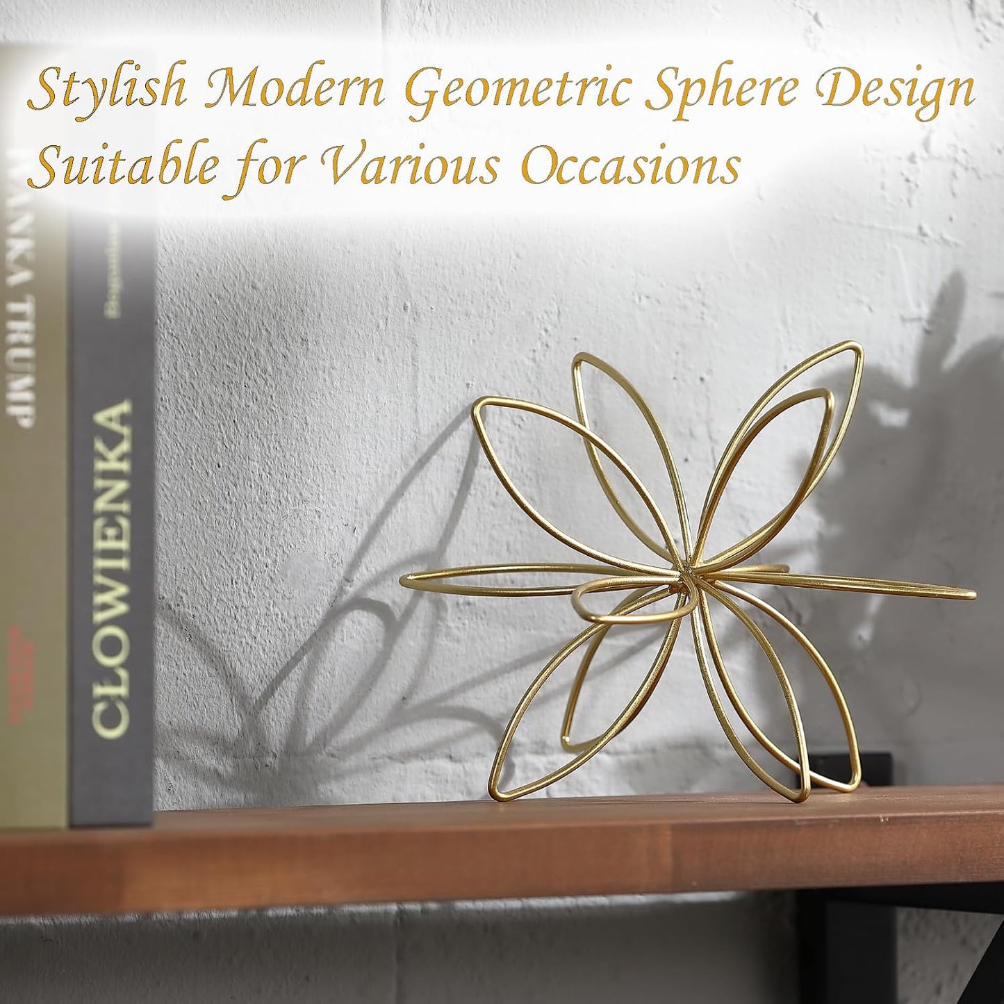 Metal Floral Tabletop Sculpture / Golden-8in / Gold