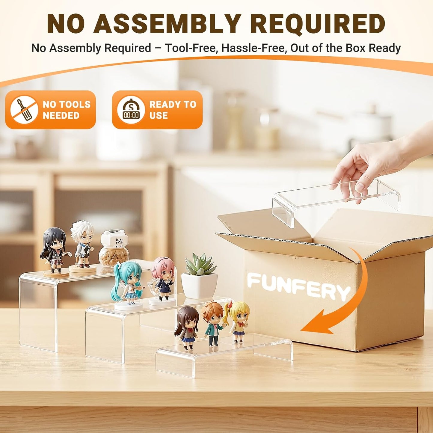 Display Stand Shelf for Figure / Clear / Set of 6
