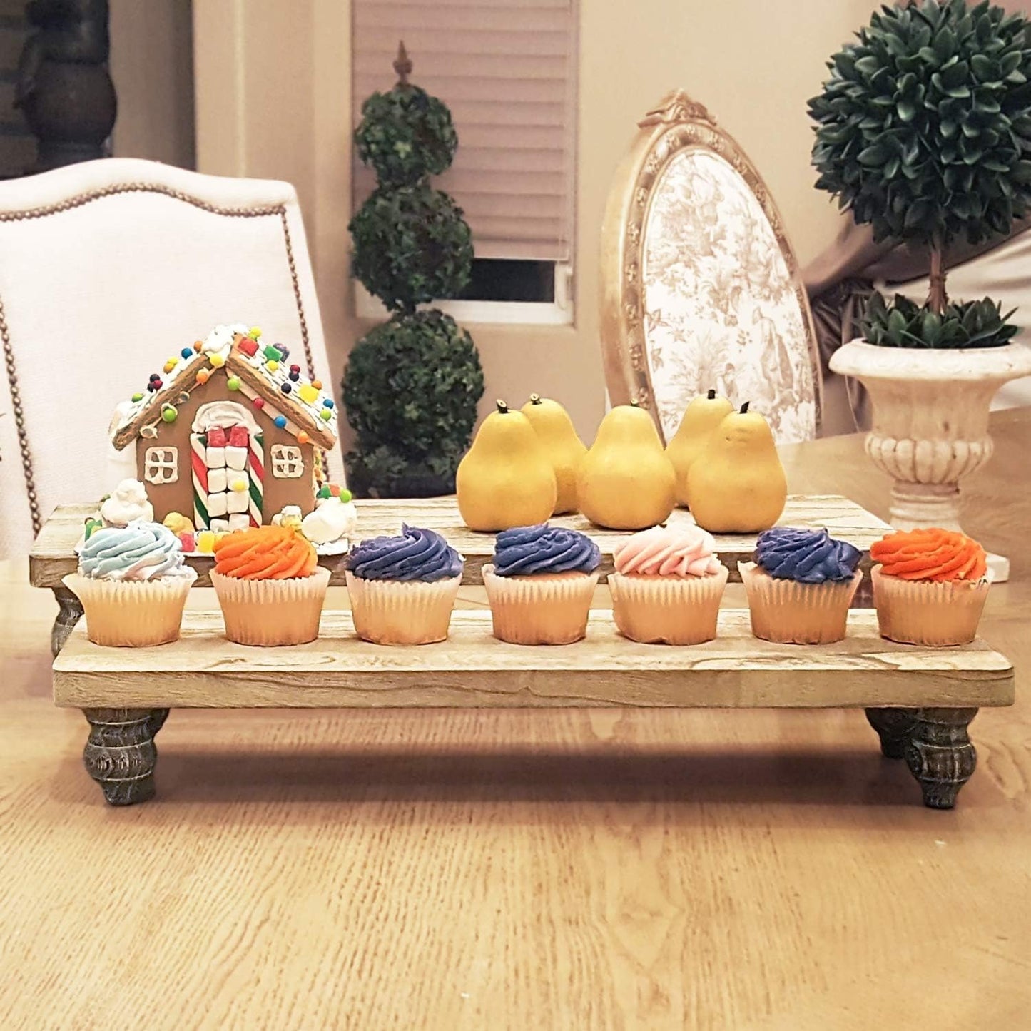 Countertop Dessert Serving Stand / Oak / Set of 2