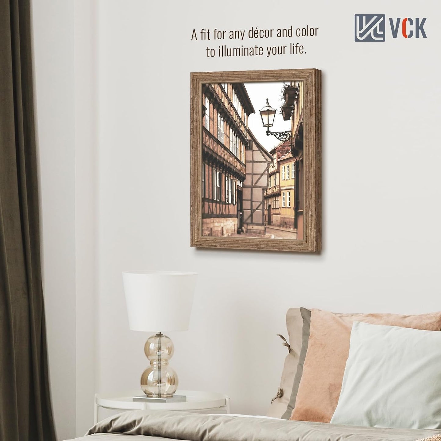 VCK 11x17 Picture Frame Set of 3, Walnut Wood Frames, Gallery Wall Decor Photo Frames for Wall Mounting Horizontally or