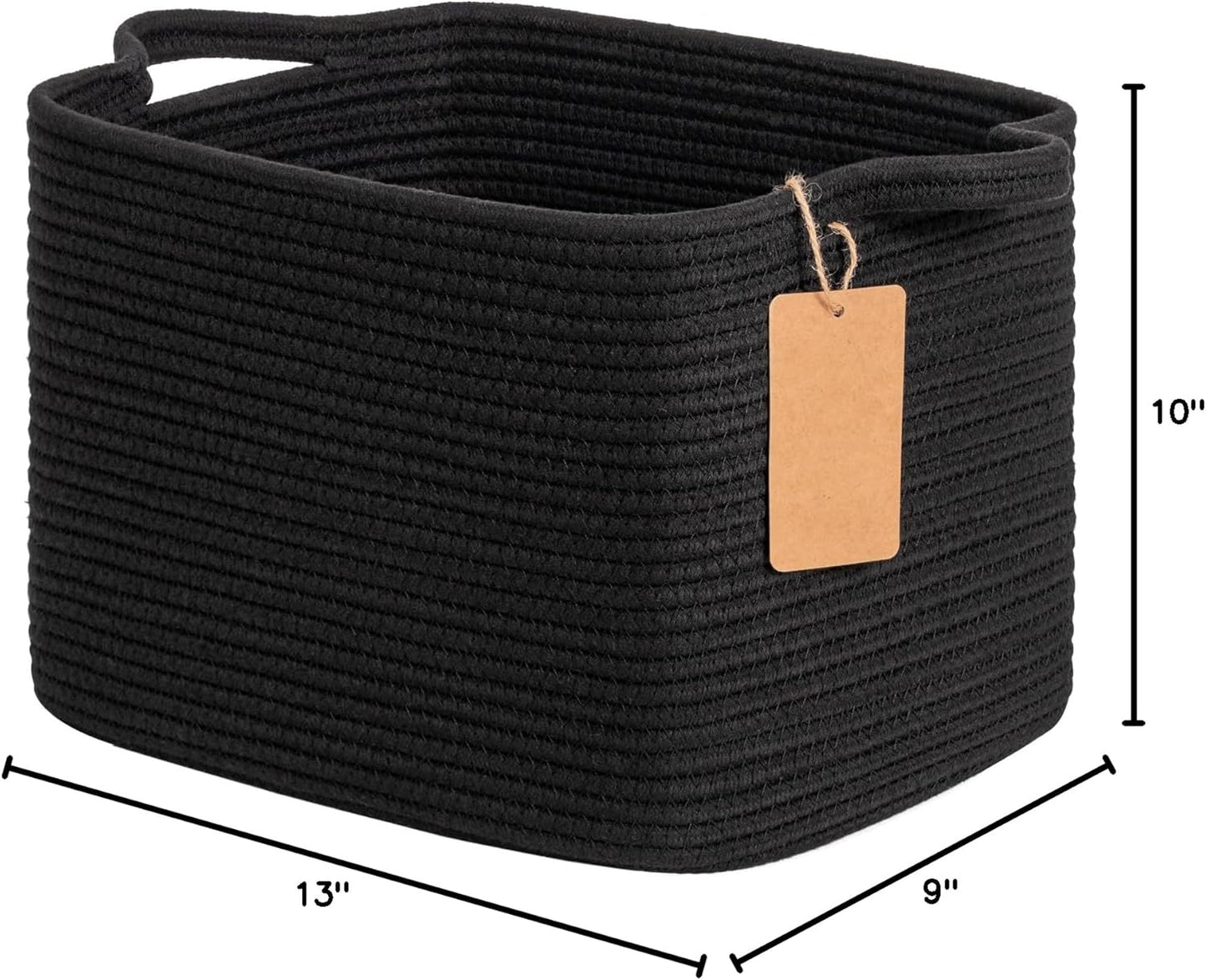 Woven Baskets for Storage / Black / 13"L x 10"W x 9"H