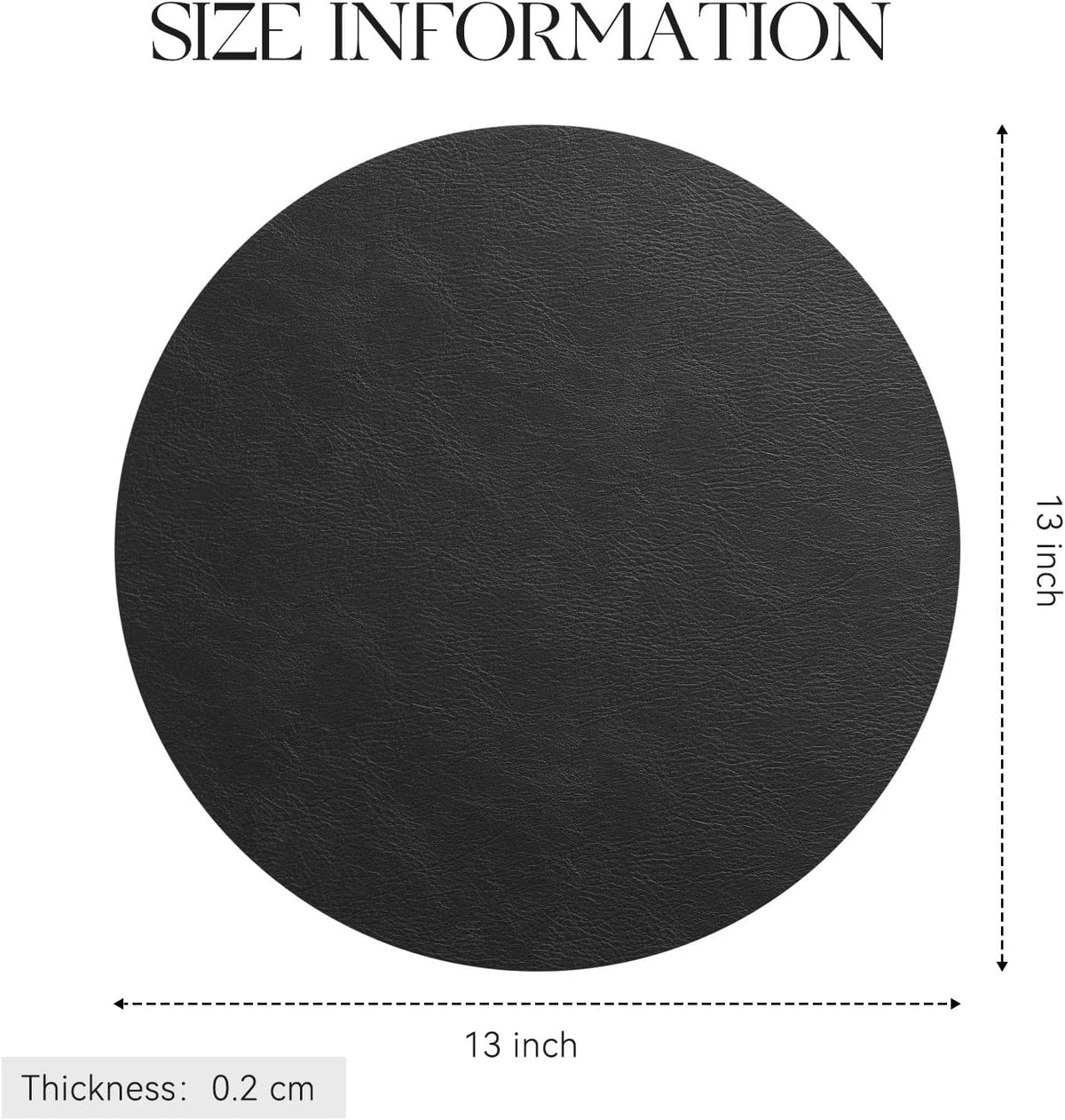 MOSAYT 13 Inch Round Vinyl Placemats Set of 8 - Faux Leather 100% Waterproof Oil-Proof Wipeable PU Place Mats, Heat