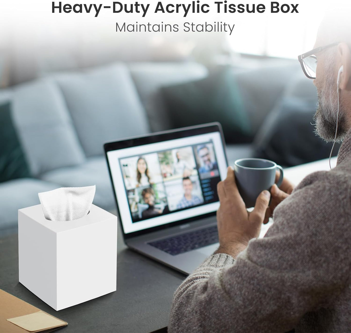 Square Modern Facial Acrylic Tissue Holder Napkin Dispenser Accessories / White / 1 Tissue Box Cover