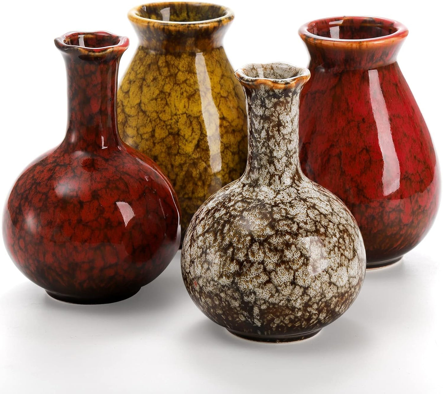 Ceramic Flower Vases Farmhouse Decor / Red / Set of 4