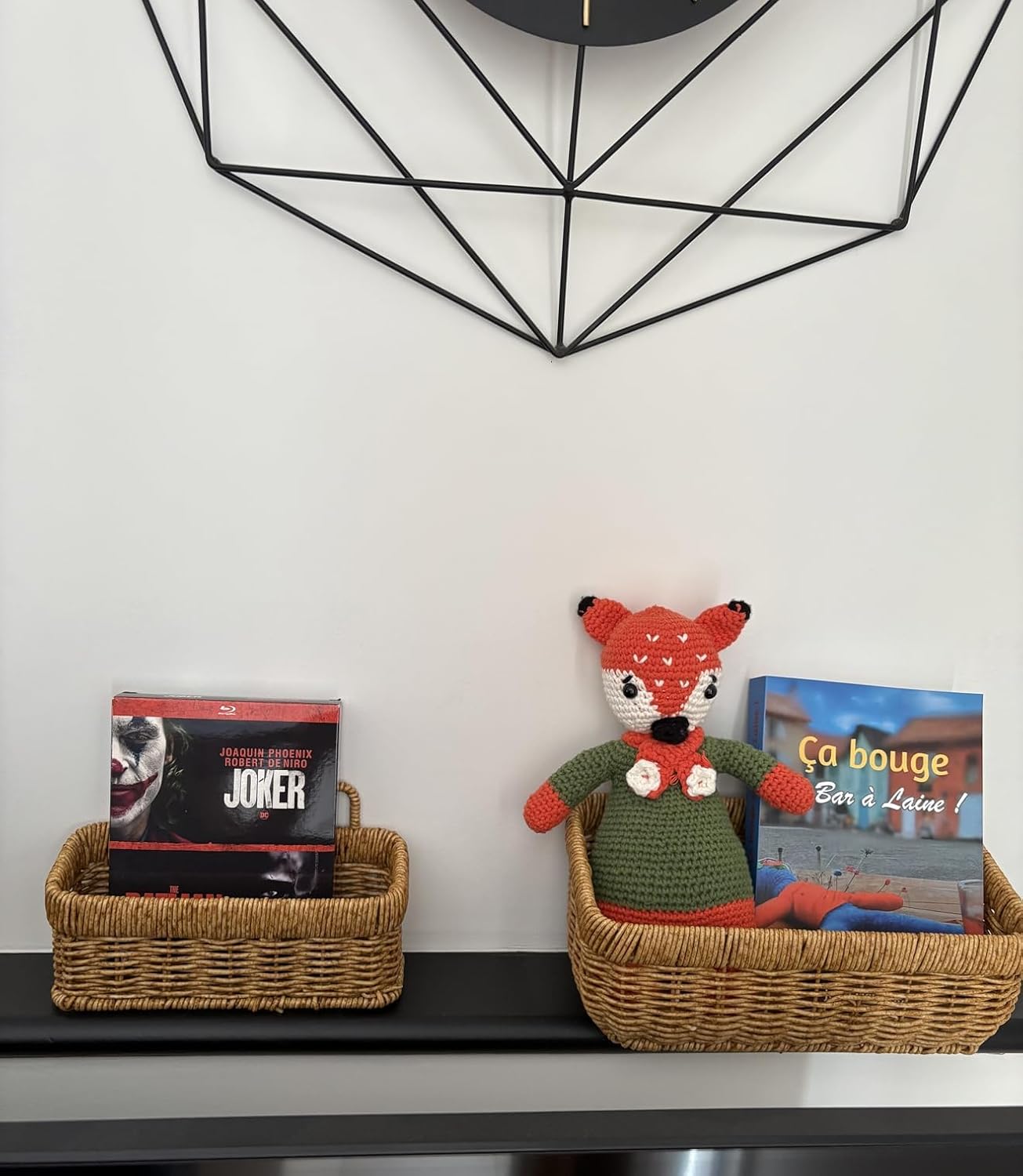 Wall Wicker Baskets Decor / Yellow / S+M+L