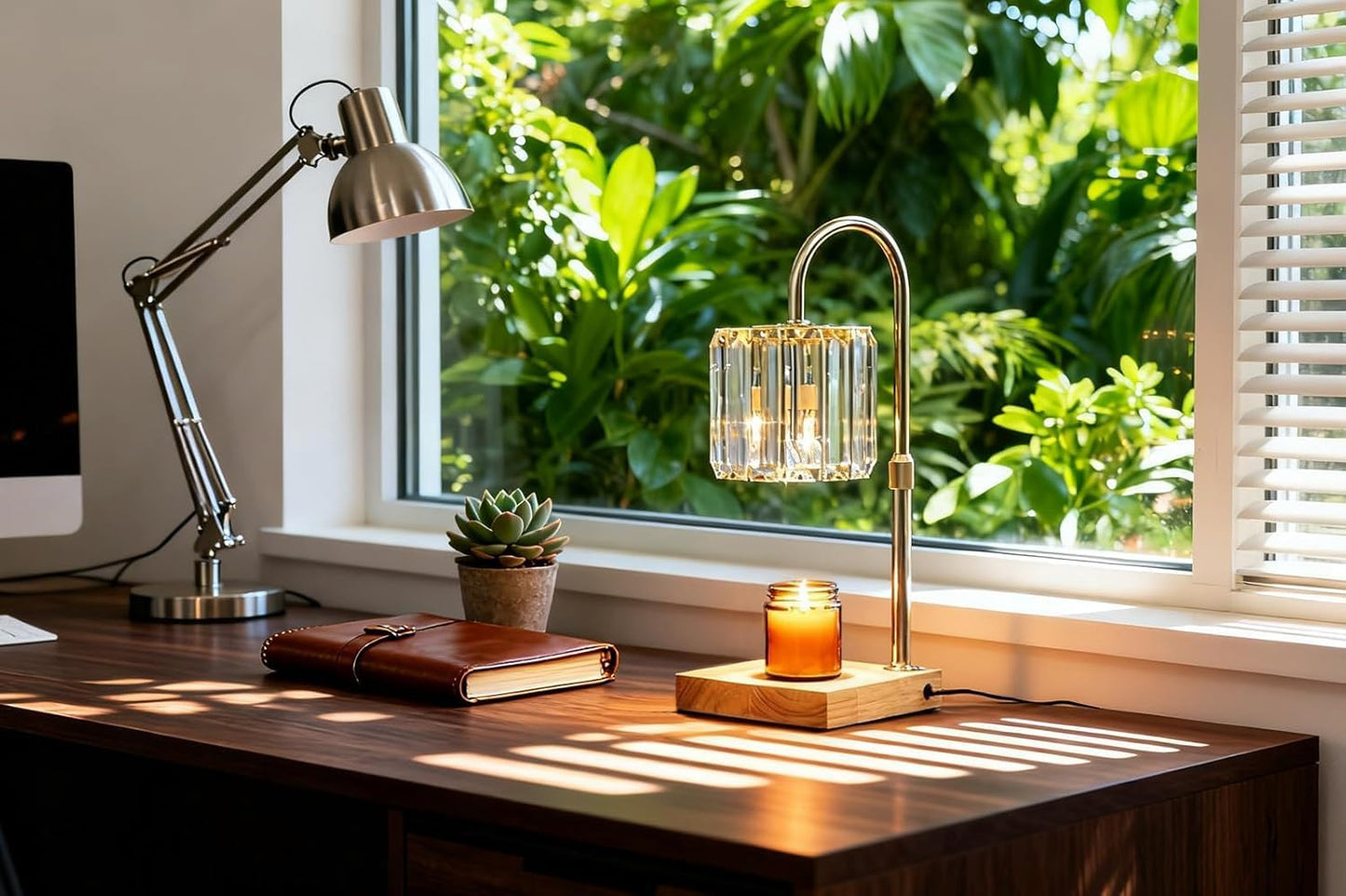 Yuichoy Candle Warmer Lamp with Timer, Dimmable Electric Candle Wamer Adjustable Height, Glass Modern Candles Melter