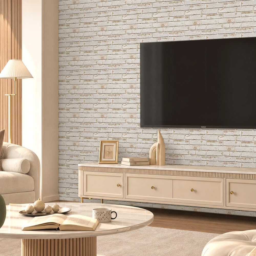 Commomy 3D Faux Brick Wall Panels - 10pcs 15.74" x 11.8" | Thin UrltraLight PVC Peel and Stick Brick Wall Covering for