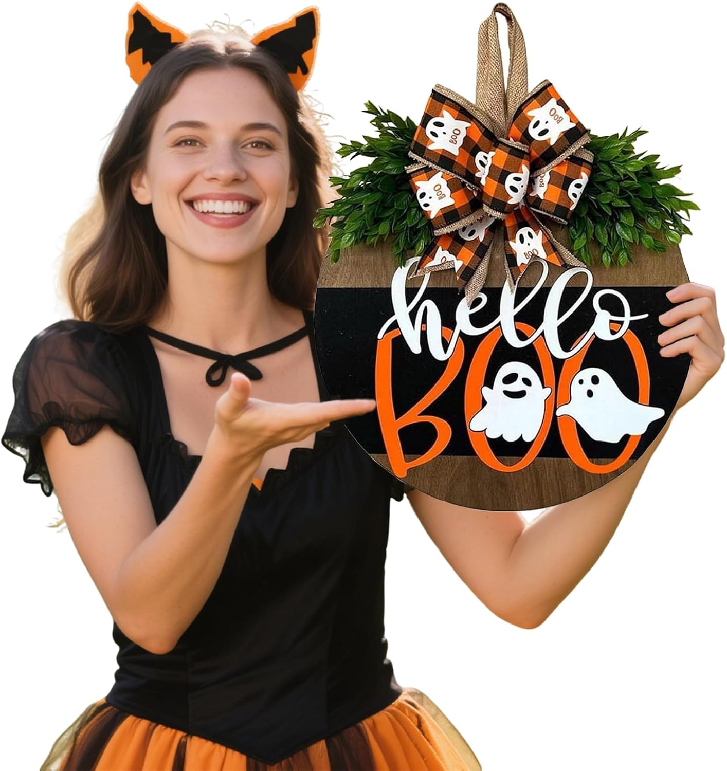 Lineshading 4 Pcs Happy Haunting Wood Blocks, Halloween Farmhouse Decor